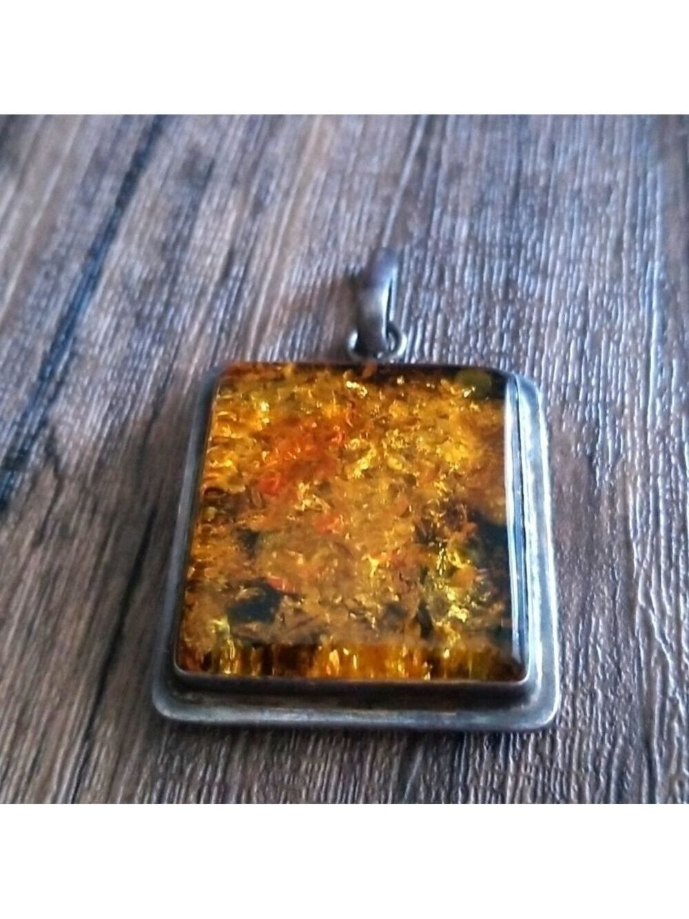 Silver 925 and amber like pendant, hand made .